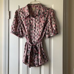 Pink and Black Patterned Blouse